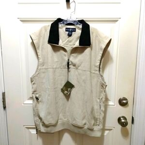 Arnold Palmer Mens Cream and Black Quarter Zip Golf Vest Size L